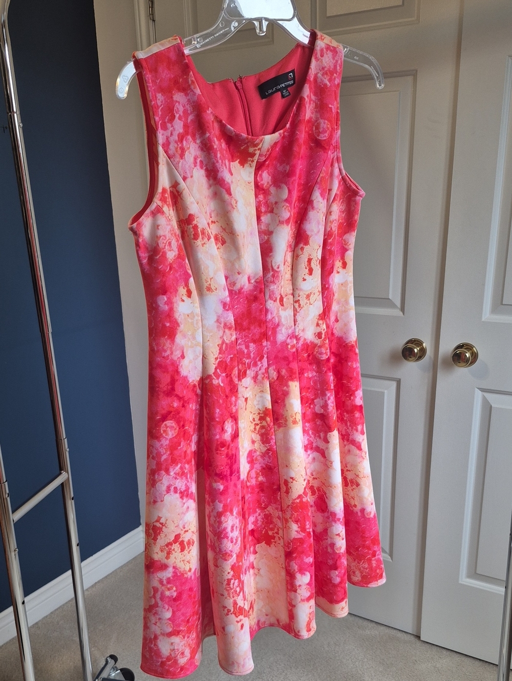 Laura Floral Pink and Cream Fit-and-Flare Dress